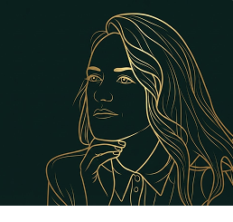 Line-art portrait of Liliya Valihun.